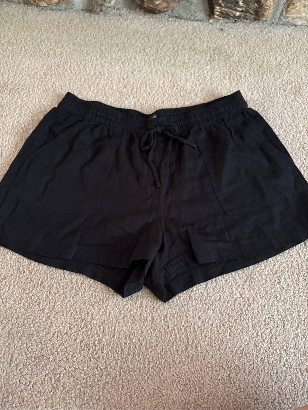 J.Crew Linen Blend Classic Black Drawstring Women’s Shorts Size Medium
